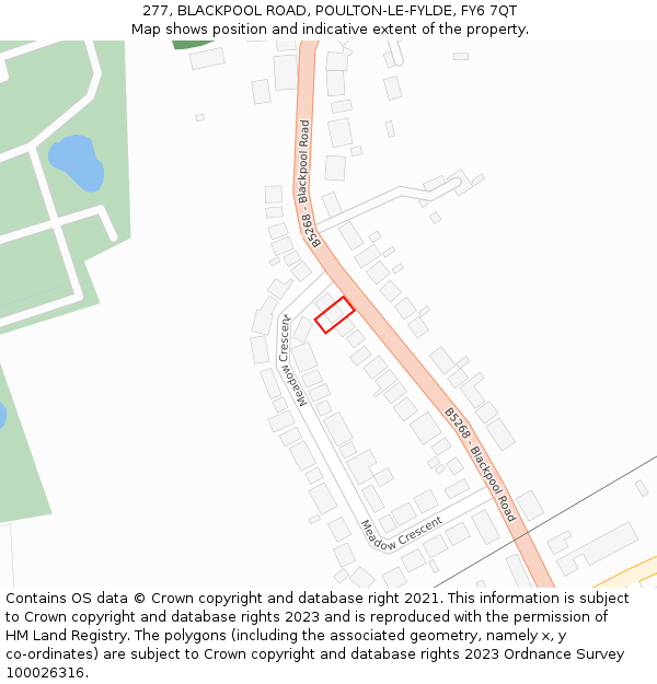 277, BLACKPOOL ROAD, POULTON-LE-FYLDE, FY6 7QT: Location map and indicative extent of plot