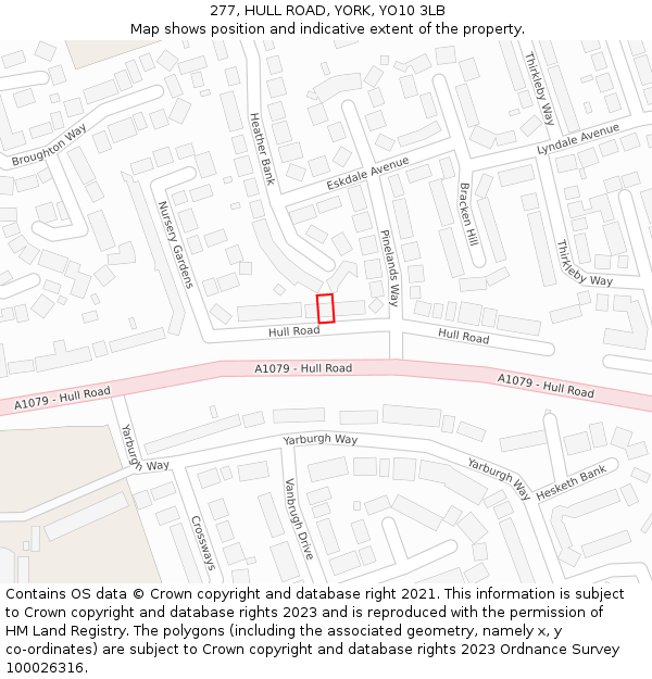 277, HULL ROAD, YORK, YO10 3LB: Location map and indicative extent of plot