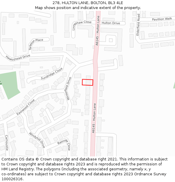 278, HULTON LANE, BOLTON, BL3 4LE: Location map and indicative extent of plot