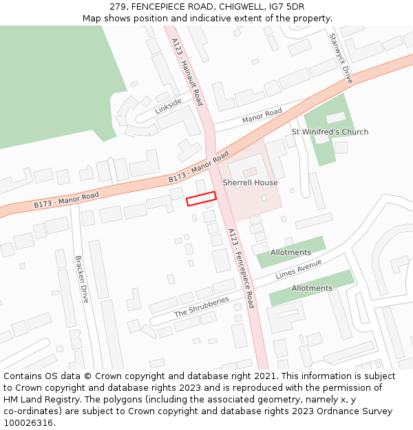 279, FENCEPIECE ROAD, CHIGWELL, IG7 5DR: Location map and indicative extent of plot