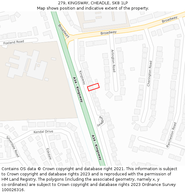 279, KINGSWAY, CHEADLE, SK8 1LP: Location map and indicative extent of plot