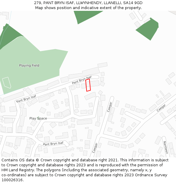 279, PANT BRYN ISAF, LLWYNHENDY, LLANELLI, SA14 9GD: Location map and indicative extent of plot