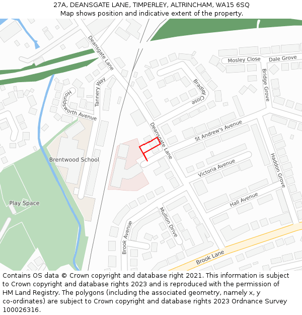 27A, DEANSGATE LANE, TIMPERLEY, ALTRINCHAM, WA15 6SQ: Location map and indicative extent of plot