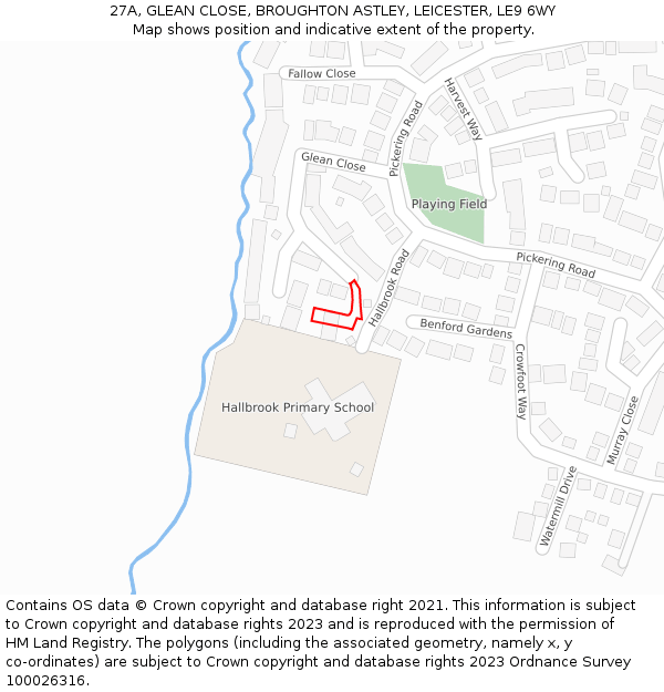 27A, GLEAN CLOSE, BROUGHTON ASTLEY, LEICESTER, LE9 6WY: Location map and indicative extent of plot