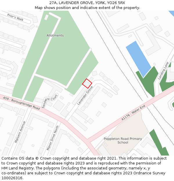 27A, LAVENDER GROVE, YORK, YO26 5RX: Location map and indicative extent of plot