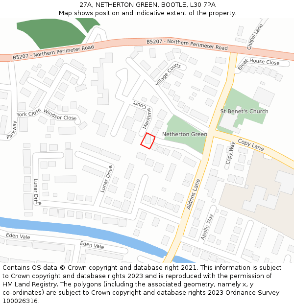 27A, NETHERTON GREEN, BOOTLE, L30 7PA: Location map and indicative extent of plot