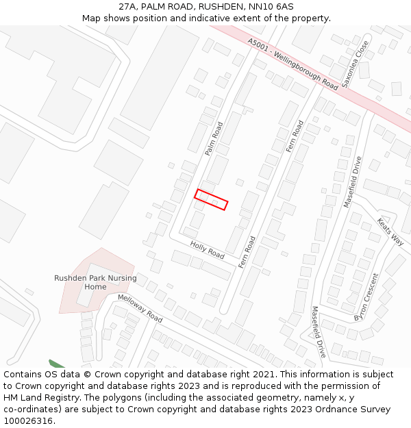 27A, PALM ROAD, RUSHDEN, NN10 6AS: Location map and indicative extent of plot