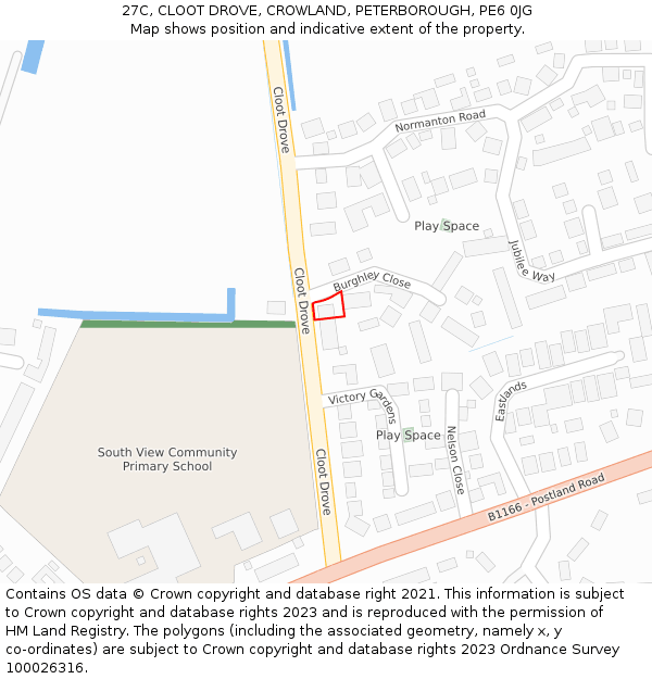 27C, CLOOT DROVE, CROWLAND, PETERBOROUGH, PE6 0JG: Location map and indicative extent of plot