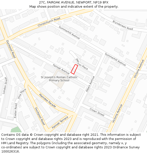 27C, FAIROAK AVENUE, NEWPORT, NP19 8FX: Location map and indicative extent of plot