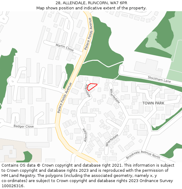 28, ALLENDALE, RUNCORN, WA7 6PR: Location map and indicative extent of plot