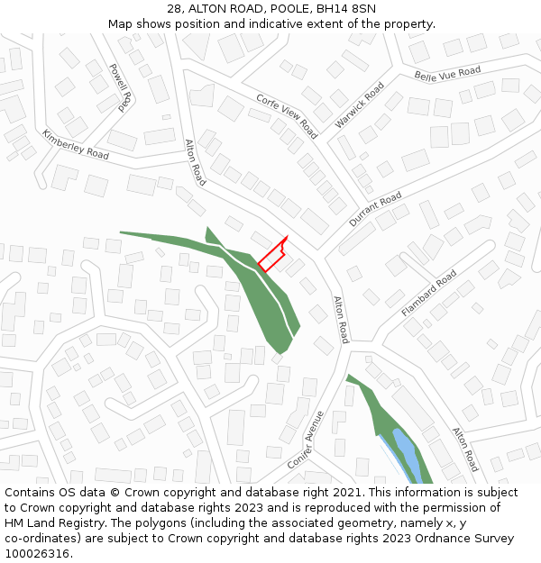 28, ALTON ROAD, POOLE, BH14 8SN: Location map and indicative extent of plot