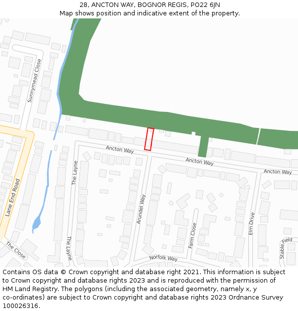 28, ANCTON WAY, BOGNOR REGIS, PO22 6JN: Location map and indicative extent of plot