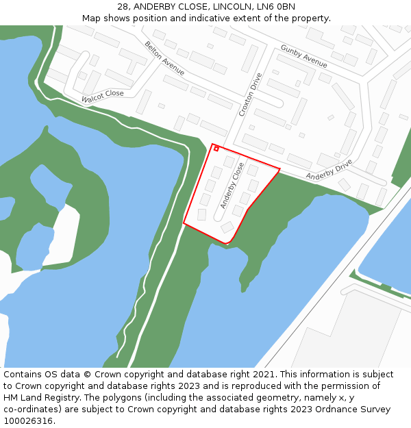 28, ANDERBY CLOSE, LINCOLN, LN6 0BN: Location map and indicative extent of plot