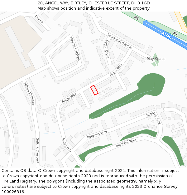 28, ANGEL WAY, BIRTLEY, CHESTER LE STREET, DH3 1GD: Location map and indicative extent of plot