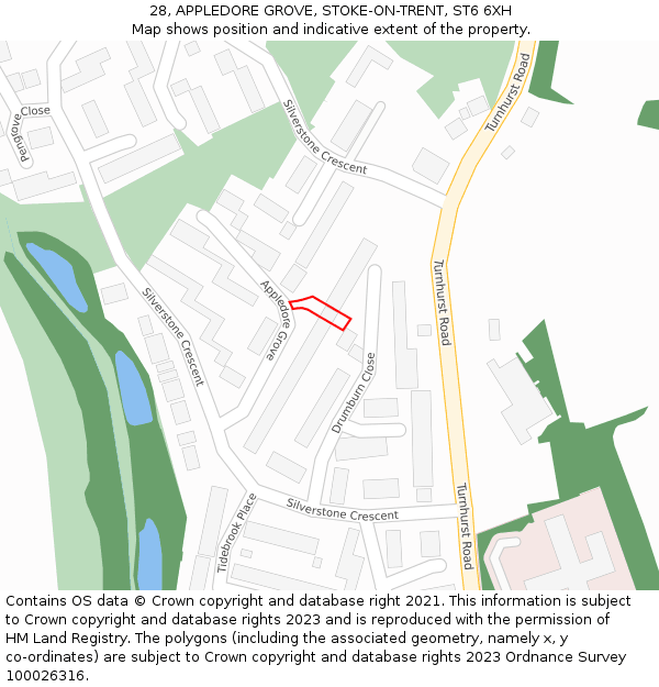 28, APPLEDORE GROVE, STOKE-ON-TRENT, ST6 6XH: Location map and indicative extent of plot