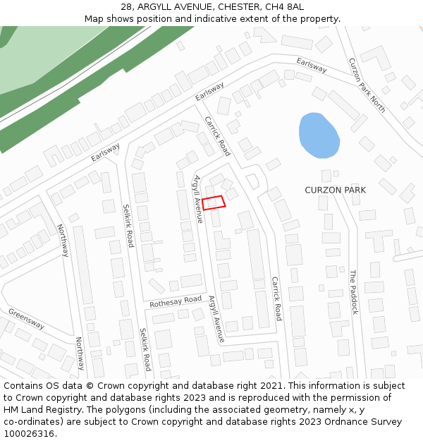28, ARGYLL AVENUE, CHESTER, CH4 8AL: Location map and indicative extent of plot