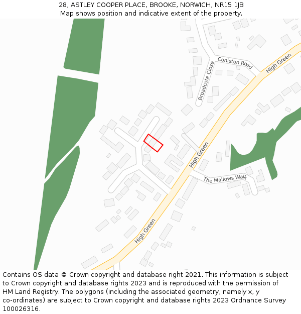 28, ASTLEY COOPER PLACE, BROOKE, NORWICH, NR15 1JB: Location map and indicative extent of plot