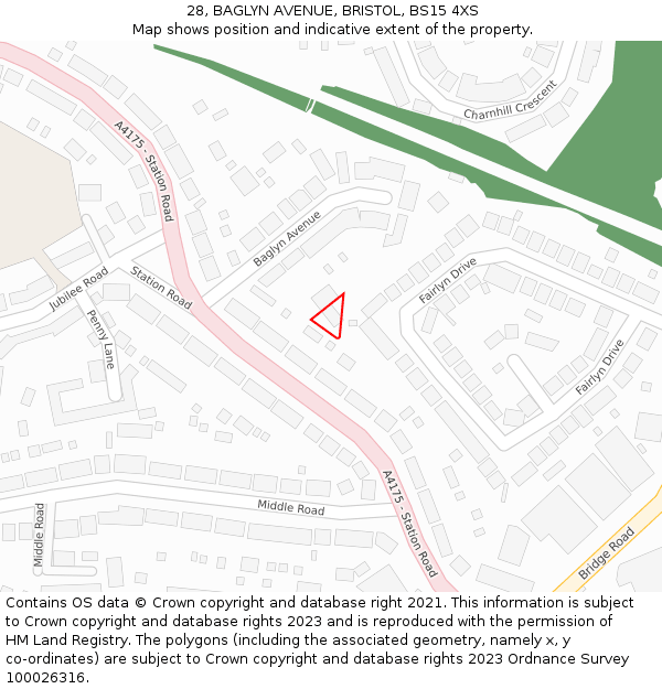 28, BAGLYN AVENUE, BRISTOL, BS15 4XS: Location map and indicative extent of plot