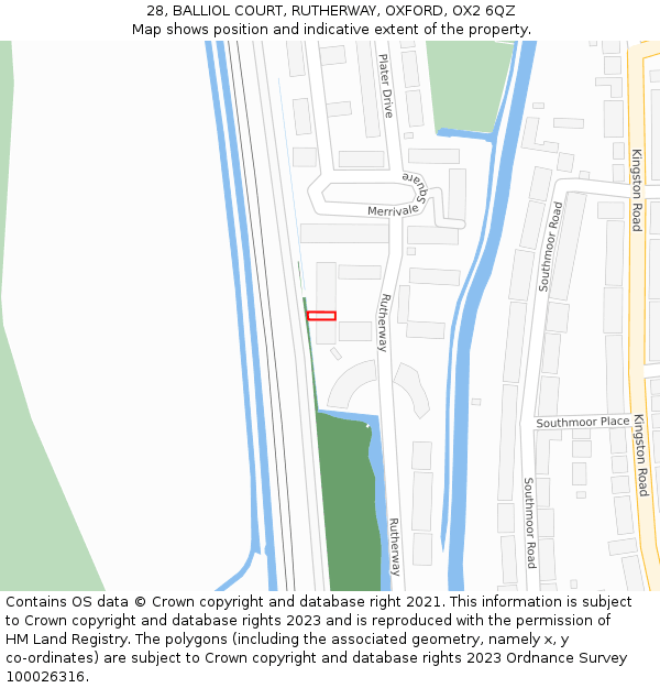 28, BALLIOL COURT, RUTHERWAY, OXFORD, OX2 6QZ: Location map and indicative extent of plot