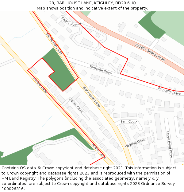 28, BAR HOUSE LANE, KEIGHLEY, BD20 6HQ: Location map and indicative extent of plot