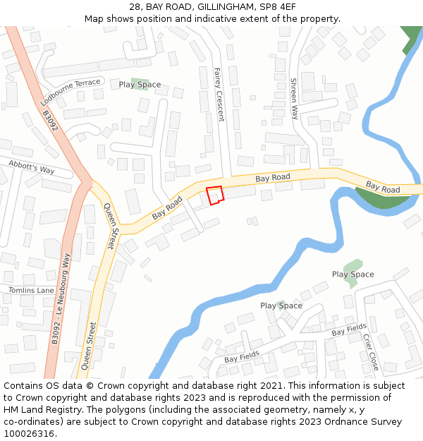 28, BAY ROAD, GILLINGHAM, SP8 4EF: Location map and indicative extent of plot