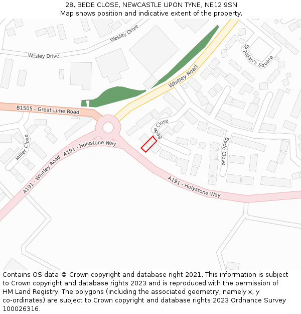 28, BEDE CLOSE, NEWCASTLE UPON TYNE, NE12 9SN: Location map and indicative extent of plot