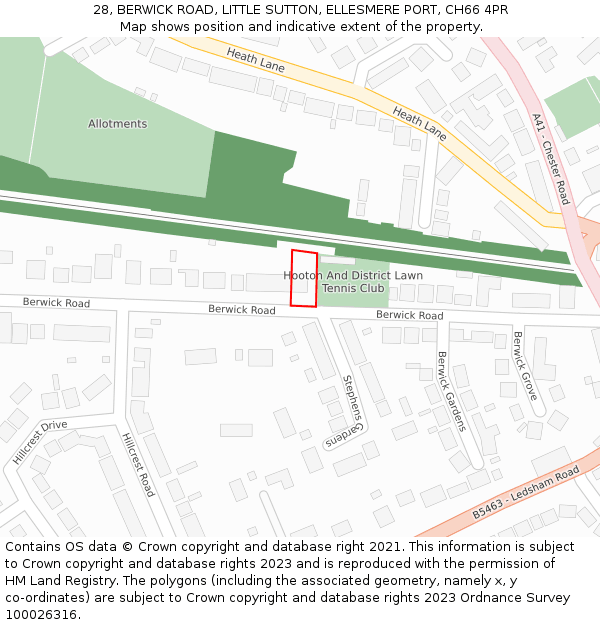 28, BERWICK ROAD, LITTLE SUTTON, ELLESMERE PORT, CH66 4PR: Location map and indicative extent of plot