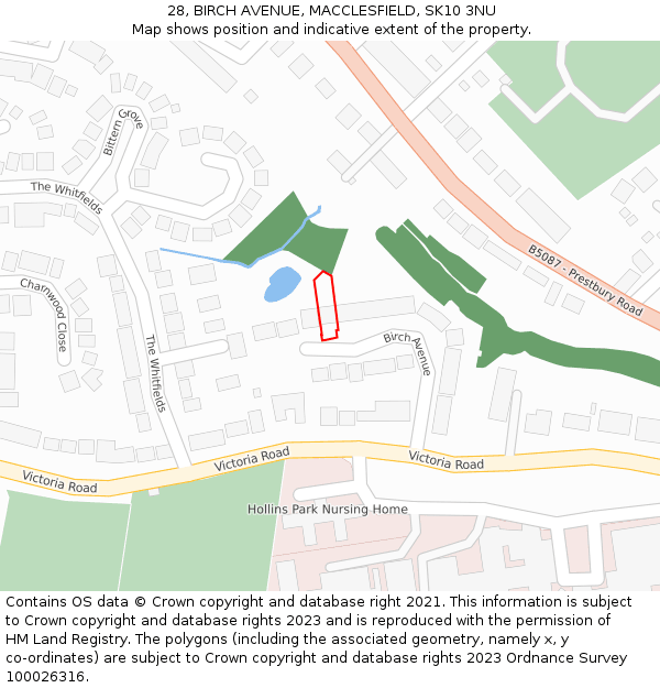 28, BIRCH AVENUE, MACCLESFIELD, SK10 3NU: Location map and indicative extent of plot