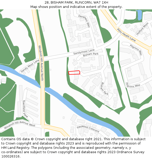 28, BISHAM PARK, RUNCORN, WA7 1XH: Location map and indicative extent of plot