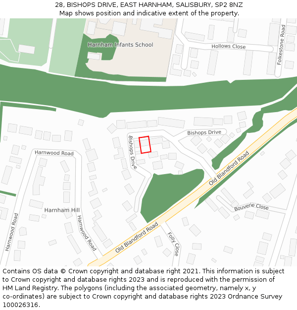 28, BISHOPS DRIVE, EAST HARNHAM, SALISBURY, SP2 8NZ: Location map and indicative extent of plot