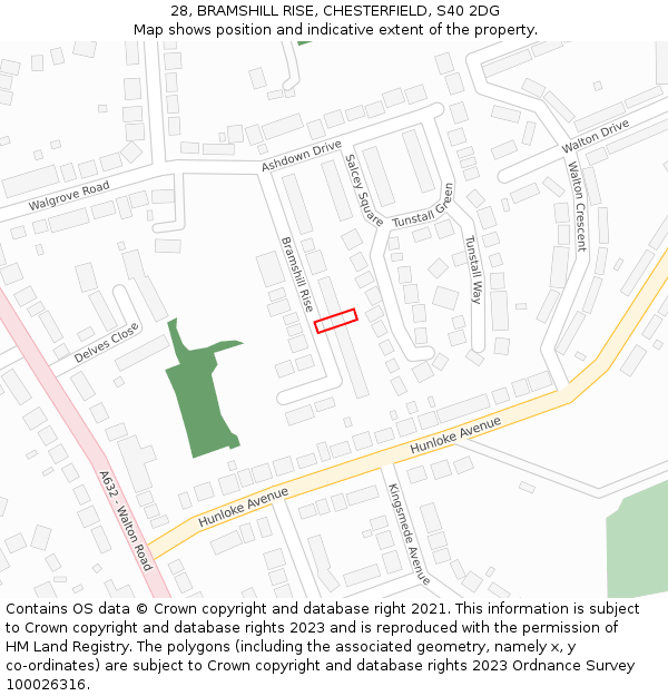 28, BRAMSHILL RISE, CHESTERFIELD, S40 2DG: Location map and indicative extent of plot