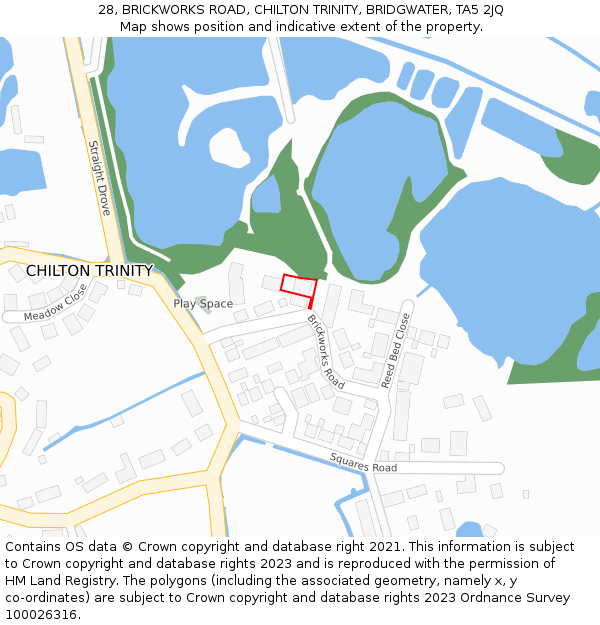 28, BRICKWORKS ROAD, CHILTON TRINITY, BRIDGWATER, TA5 2JQ: Location map and indicative extent of plot
