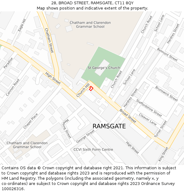 28, BROAD STREET, RAMSGATE, CT11 8QY: Location map and indicative extent of plot