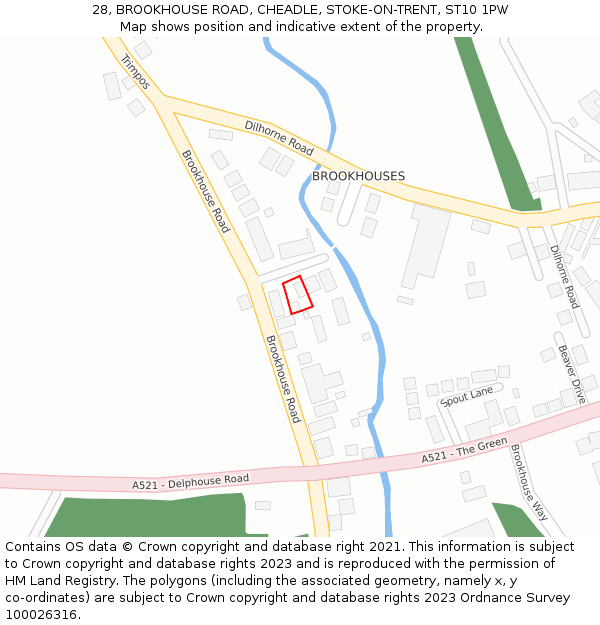 28, BROOKHOUSE ROAD, CHEADLE, STOKE-ON-TRENT, ST10 1PW: Location map and indicative extent of plot