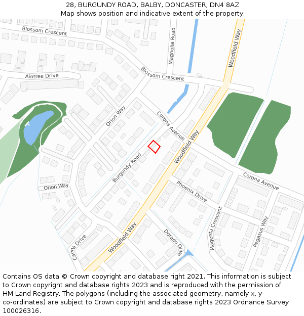 28, BURGUNDY ROAD, BALBY, DONCASTER, DN4 8AZ: Location map and indicative extent of plot