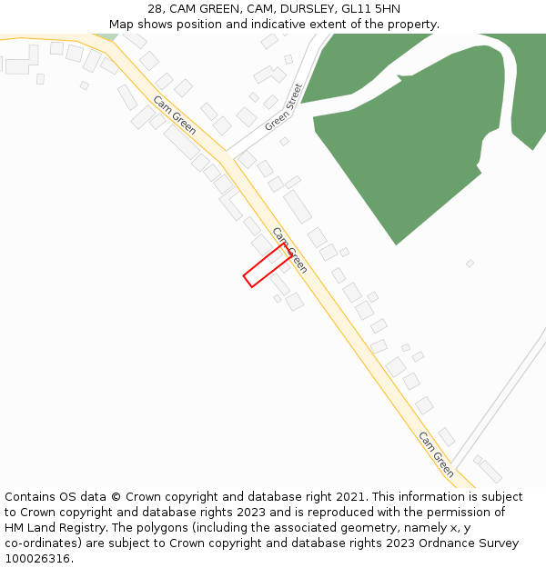 28, CAM GREEN, CAM, DURSLEY, GL11 5HN: Location map and indicative extent of plot