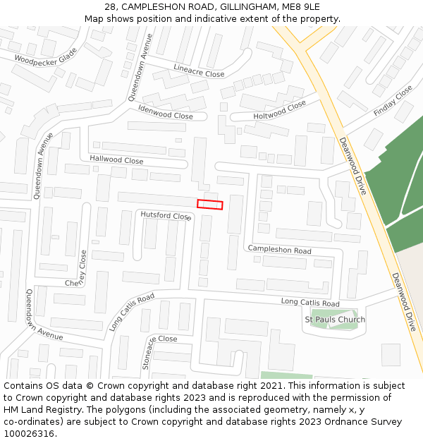 28, CAMPLESHON ROAD, GILLINGHAM, ME8 9LE: Location map and indicative extent of plot