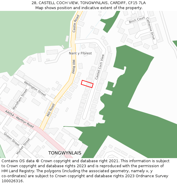 28, CASTELL COCH VIEW, TONGWYNLAIS, CARDIFF, CF15 7LA: Location map and indicative extent of plot