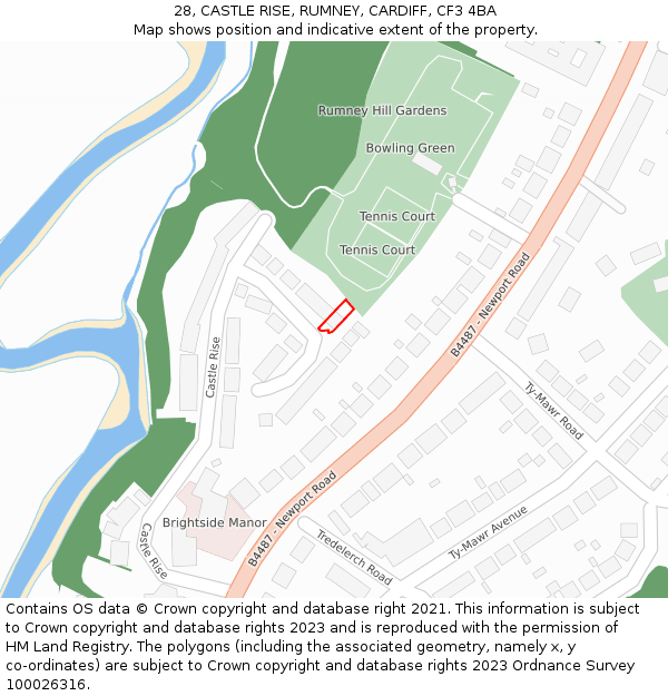 28, CASTLE RISE, RUMNEY, CARDIFF, CF3 4BA: Location map and indicative extent of plot