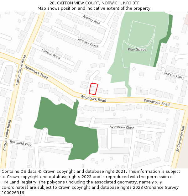 28, CATTON VIEW COURT, NORWICH, NR3 3TF: Location map and indicative extent of plot