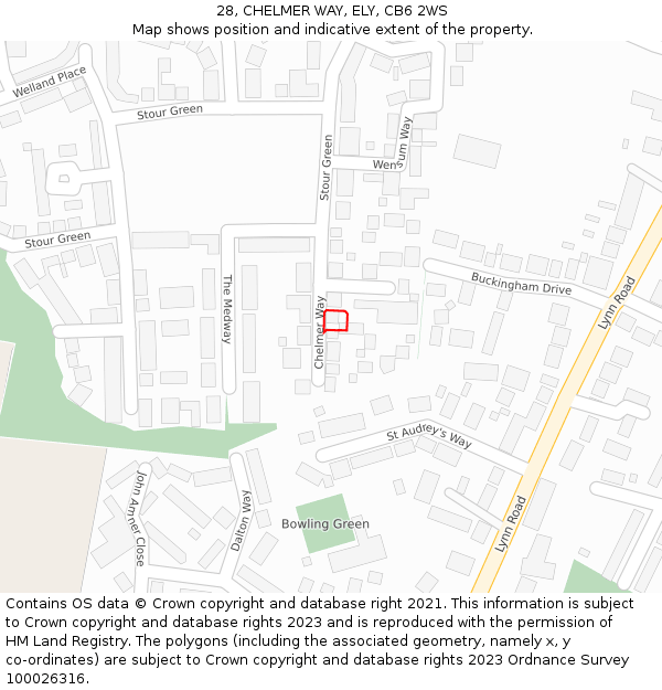 28, CHELMER WAY, ELY, CB6 2WS: Location map and indicative extent of plot