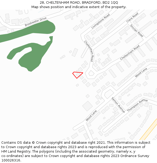 28, CHELTENHAM ROAD, BRADFORD, BD2 1QQ: Location map and indicative extent of plot