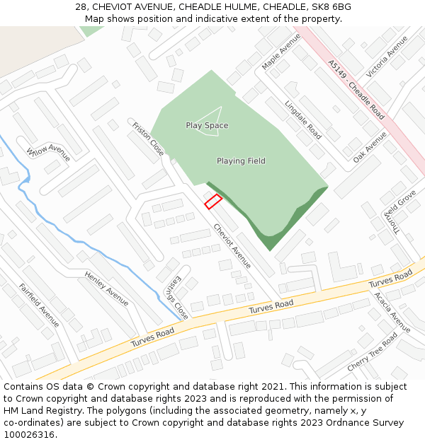 28, CHEVIOT AVENUE, CHEADLE HULME, CHEADLE, SK8 6BG: Location map and indicative extent of plot