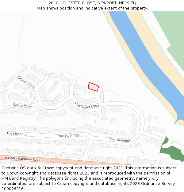 28, CHICHESTER CLOSE, NEWPORT, NP19 7LJ: Location map and indicative extent of plot