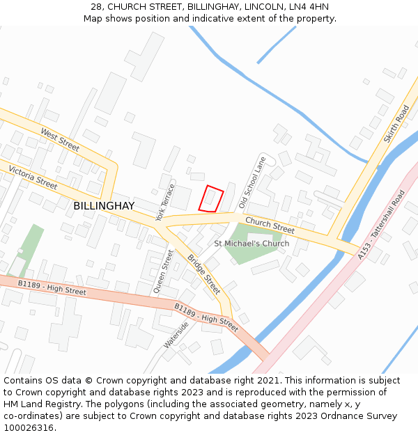 28, CHURCH STREET, BILLINGHAY, LINCOLN, LN4 4HN: Location map and indicative extent of plot