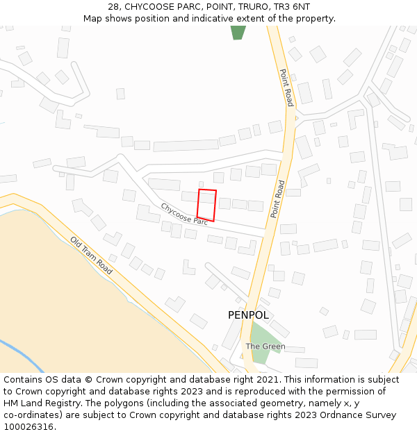 28, CHYCOOSE PARC, POINT, TRURO, TR3 6NT: Location map and indicative extent of plot