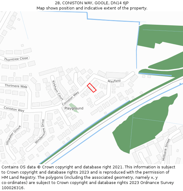 28, CONISTON WAY, GOOLE, DN14 6JP: Location map and indicative extent of plot