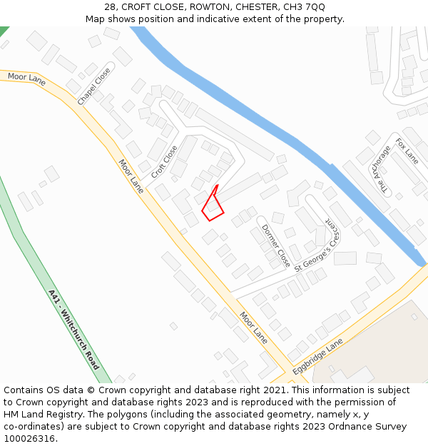 28, CROFT CLOSE, ROWTON, CHESTER, CH3 7QQ: Location map and indicative extent of plot