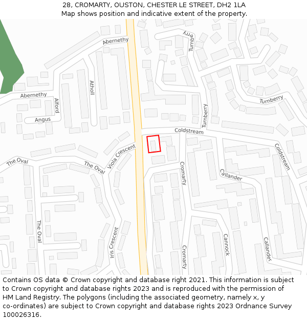 28, CROMARTY, OUSTON, CHESTER LE STREET, DH2 1LA: Location map and indicative extent of plot