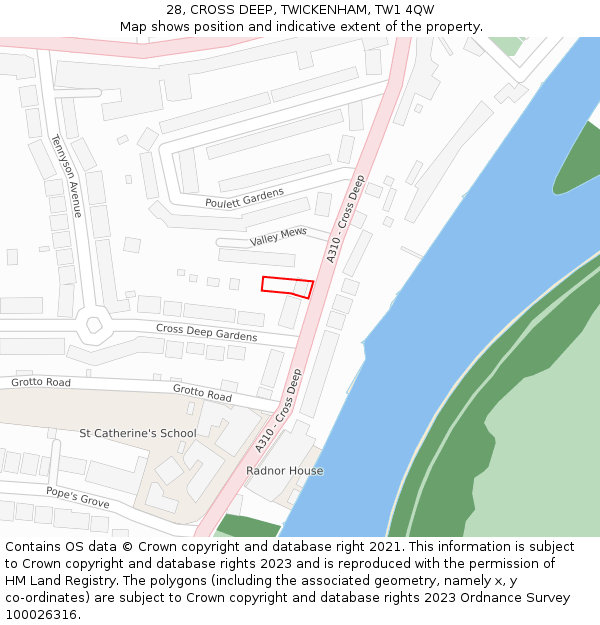 28, CROSS DEEP, TWICKENHAM, TW1 4QW: Location map and indicative extent of plot